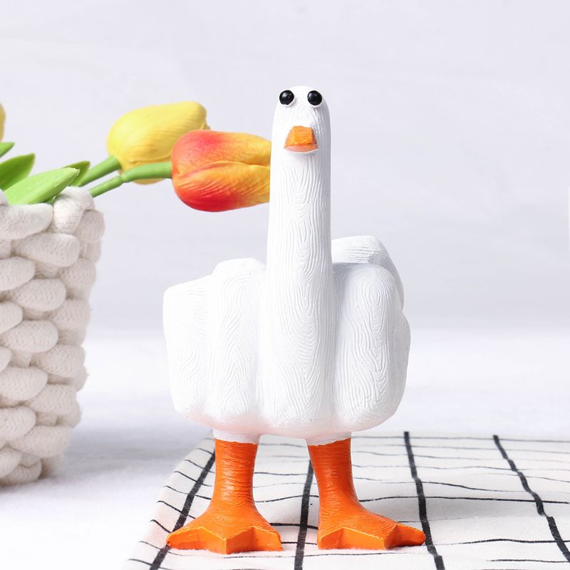 Birthday,Personalized,Friendship Gifts,Middle Finger Duck Desktop Mini Ornament - Creative Resin Crafts